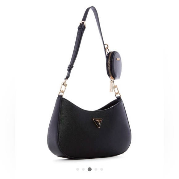 GUESS Alexie Black Zip Top Shoulder Bag with Coin Purse - Picture 1 of 11
